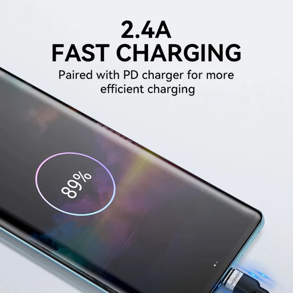 Kabllo USB Wozinsky WNBAC1, USB-A në USB-C, 1m, 2.4A, najlon, e zezë - 7