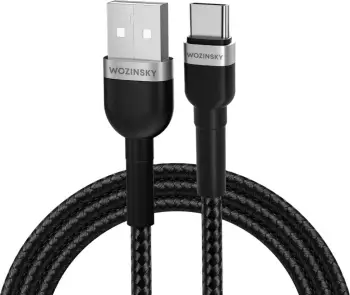 Kabllo USB Wozinsky WNBAC2, USB-A në USB-C, 2 m, 2.4A, e zezë