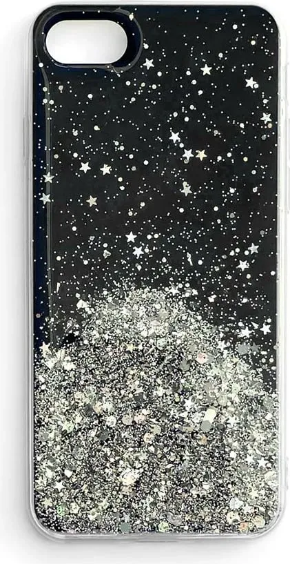 Mbështjellës Wozinsky Star Glitter për iPhone 12 mini, zi/argjendtë - 1