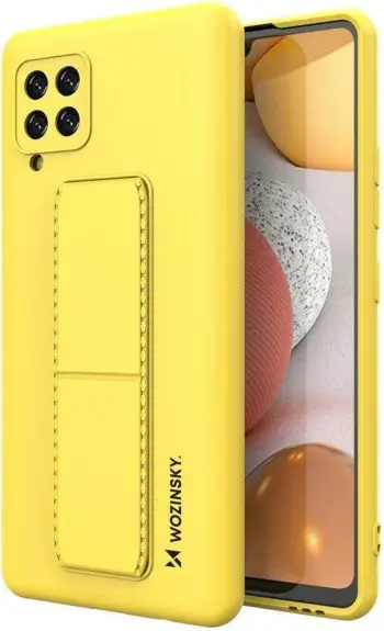 Mbështjellës Wozinsky Kickstand Case për Samsung Galaxy A42 5G, silikon, me mbajtëse, verdhë