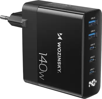 Karikues muri Wozinsky CGWCB, 140W, 3x USB-C, 2x USB-A, i zi