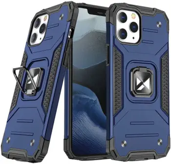 Mbështjellës Wozinsky Ring Armor për iPhone 14 Pro Max, me unazë dhe mbajtëse magnetike, Blu