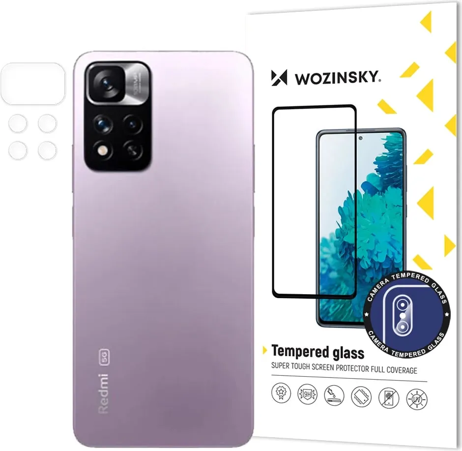 Xham i temperuar për kamerë Wozinsky, për Xiaomi Redmi Note 11 Pro+, Full Cover, Transparent - 1