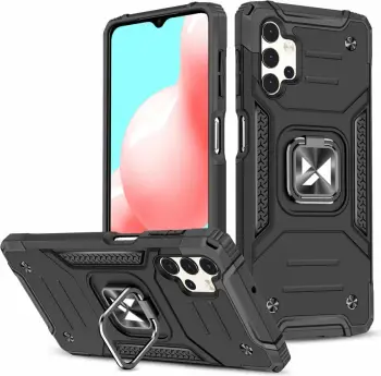 Mbështjellës Wozinsky Ring Armor me këmbë dhe unazë, për Samsung Galaxy A32 5G, i zi