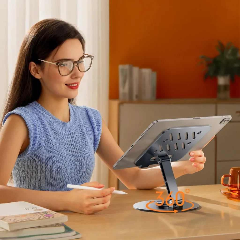 Mbajtëse tabletë Wozinsky WRS-DSY84SS, rrotullim 360°, alumini, gri - 3