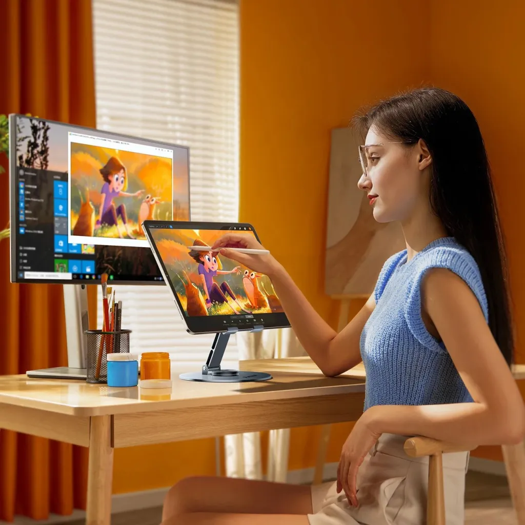 Mbajtëse tabletë Wozinsky WRS-DSY84SS, rrotullim 360°, alumini, gri - 5