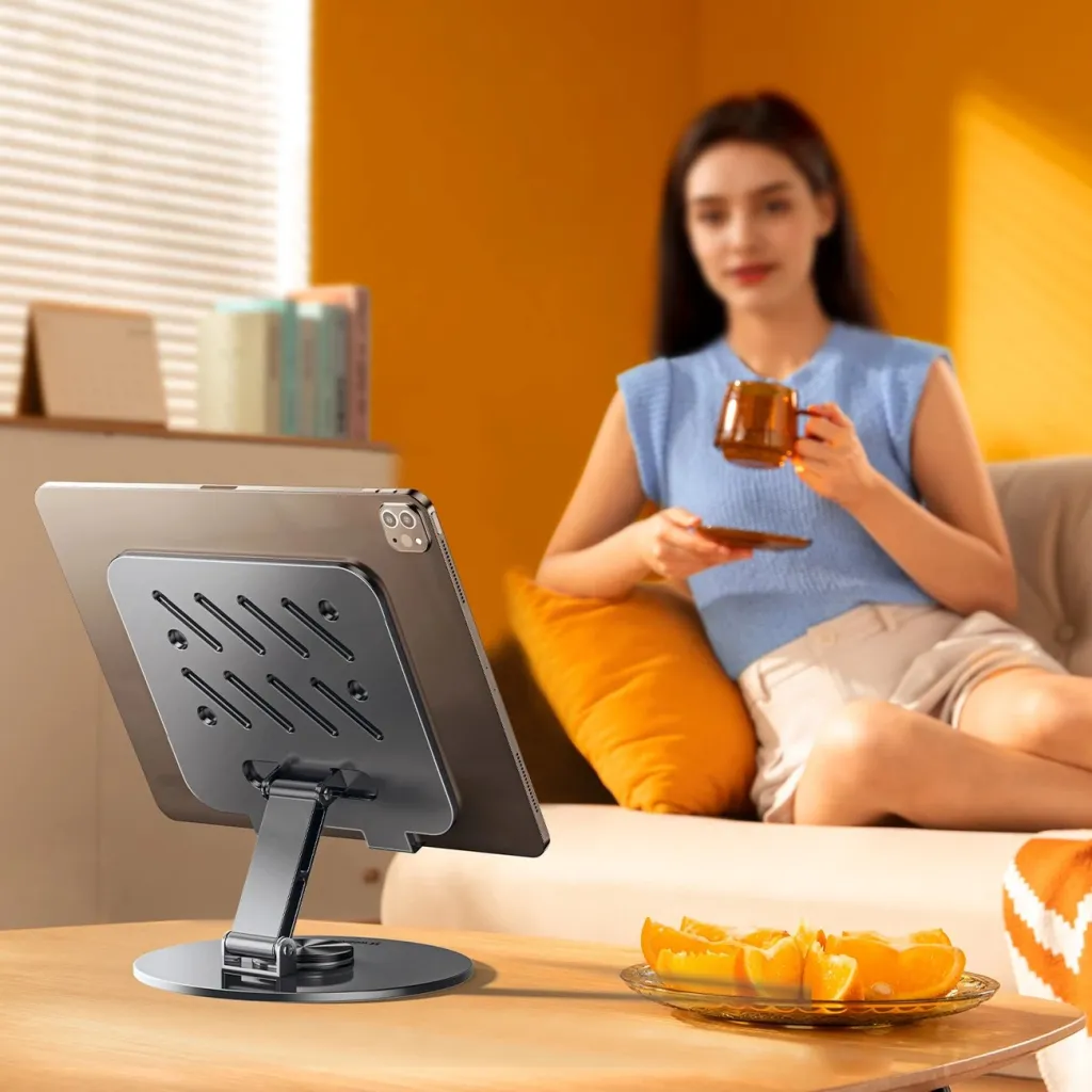 Mbajtëse tabletë Wozinsky WRS-DSY84SS, rrotullim 360°, alumini, gri - 7