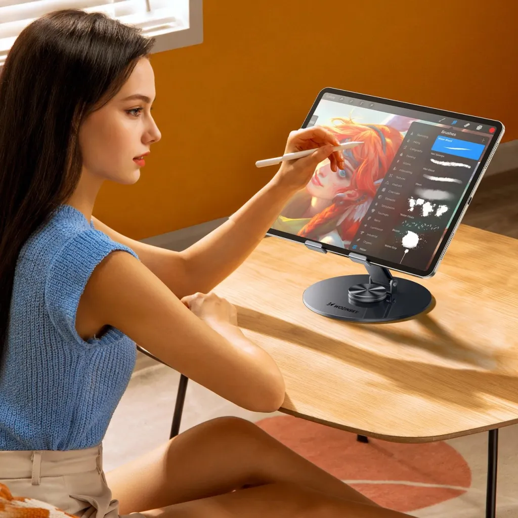Mbajtëse tabletë Wozinsky WRS-DSY84SS, rrotullim 360°, alumini, gri - 10