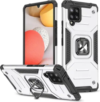Mbështjellës Wozinsky Ring Armor me mbajtëse, për Samsung Galaxy A42 5G, Argjendtë
