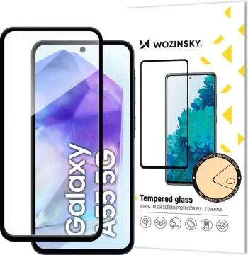 Xham i temperuar Wozinsky Full Glue për Samsung Galaxy A55 5G, kornizë e zezë