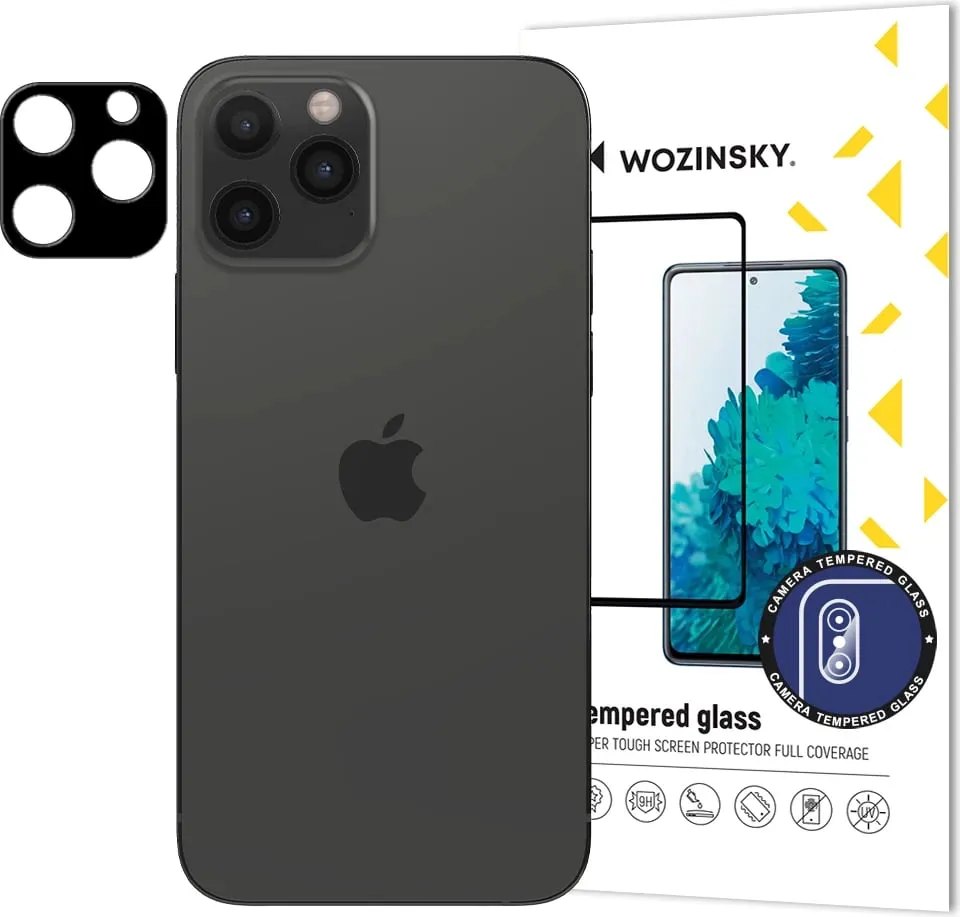Xham i temperuar për kamerë Wozinsky, për iPhone 12 Pro, i zi - 1