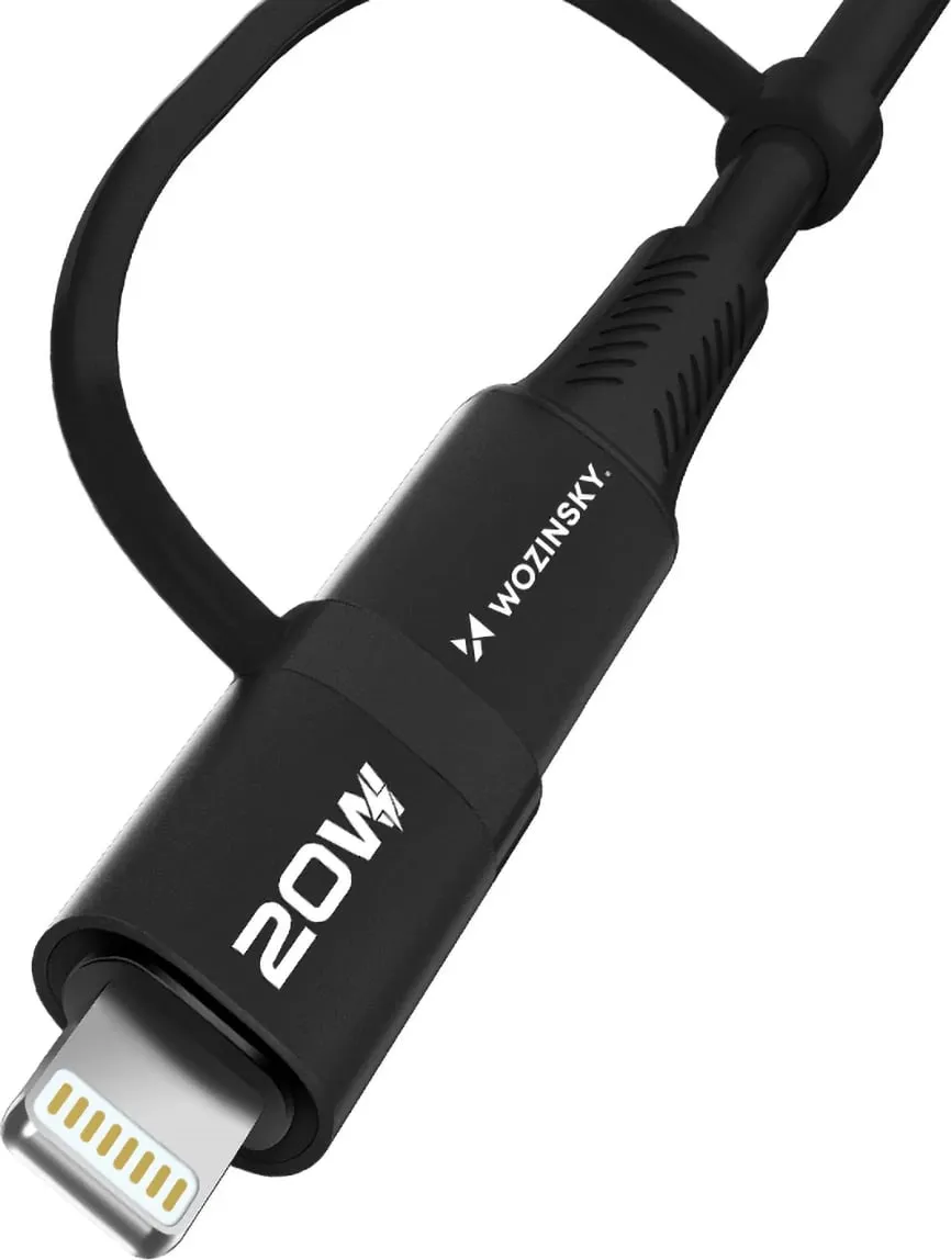 Kabllo 4n1 Wozinsky WNBAA, 1m, USB-C/USB-A/Lightning, 60W, e zezë - 3