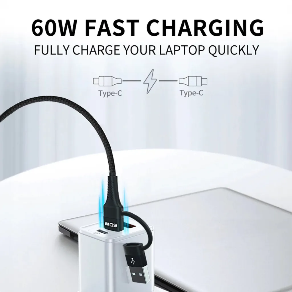 Kabllo 4n1 Wozinsky WNBAA, 1m, USB-C/USB-A/Lightning, 60W, e zezë - 7