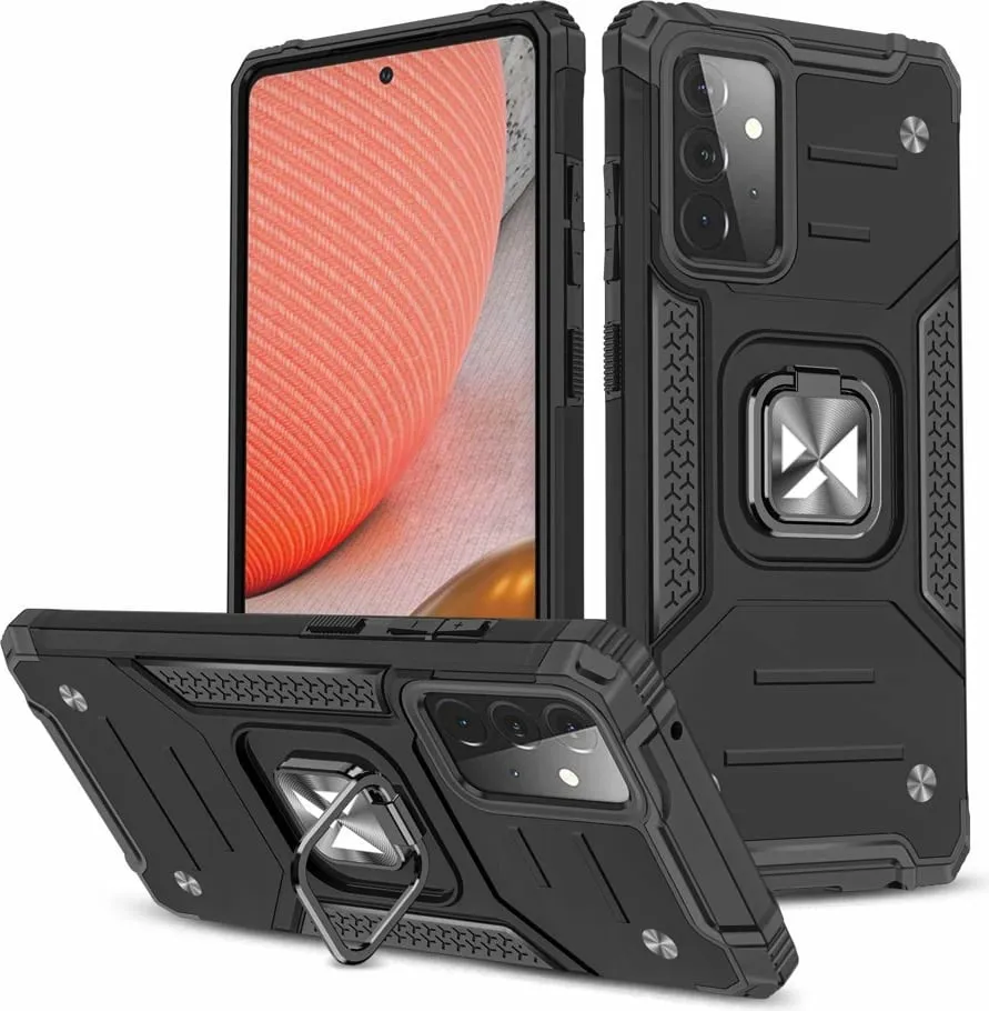 Mbështjellës Wozinsky Ring Armor me këmbalec për Samsung Galaxy A72, e zezë - 1