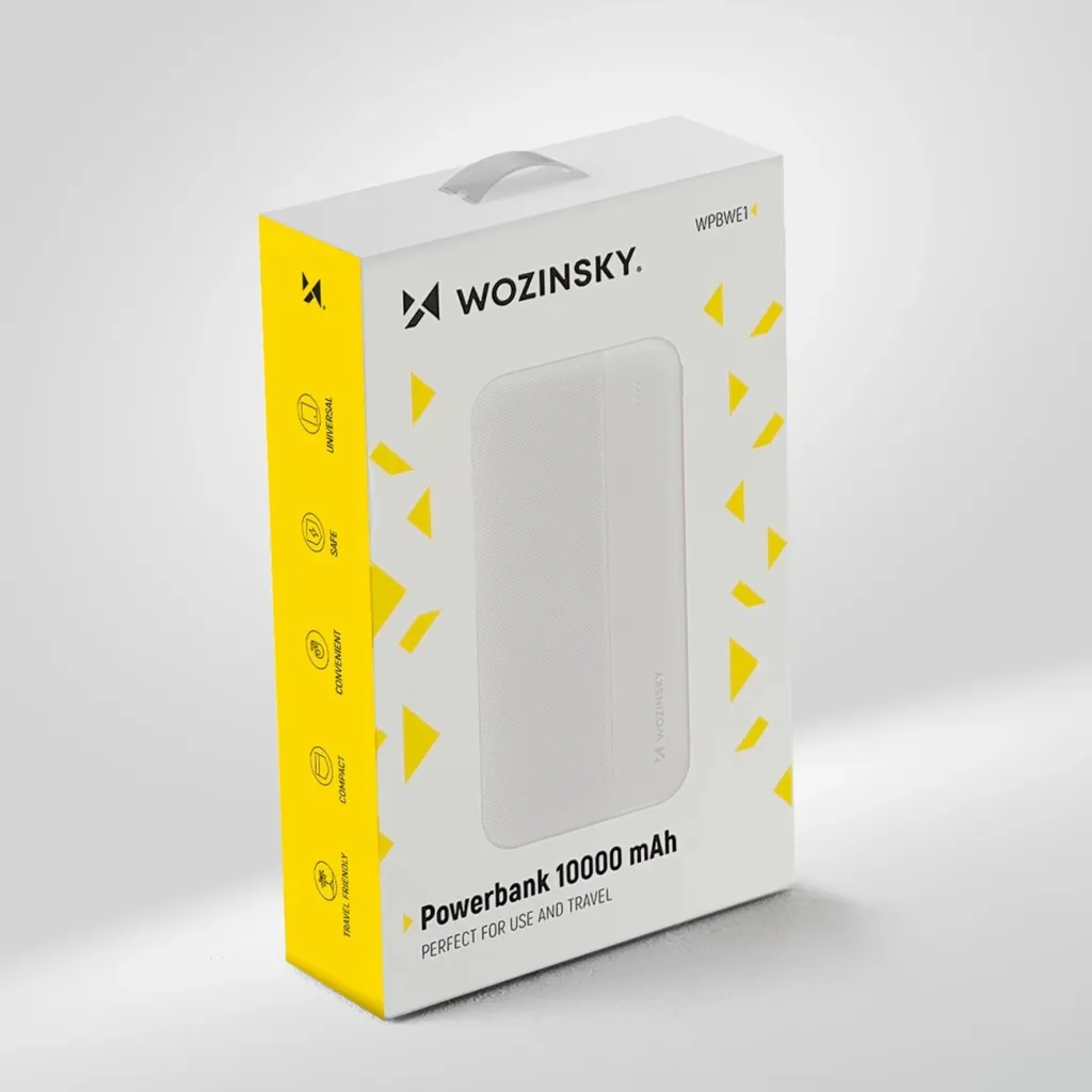 Powerbank Wozinsky WPBWE1, 10000mAh, 2x USB, Bardhë - 5