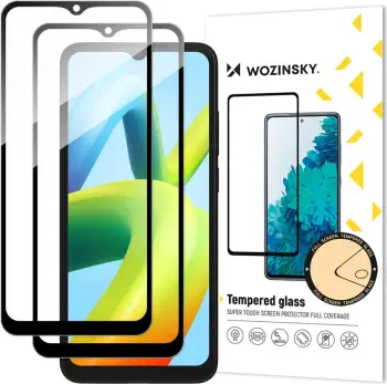 Xham mbrojtës Wozinsky Full Glue për Xiaomi Redmi A2 Redmi A1, set 2 copë, 9H, kornizë e zezë