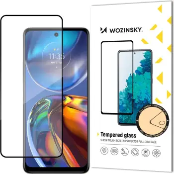 Xham i temperuar Wozinsky për Motorola Moto E32, Full Glue, me kornizë, zi