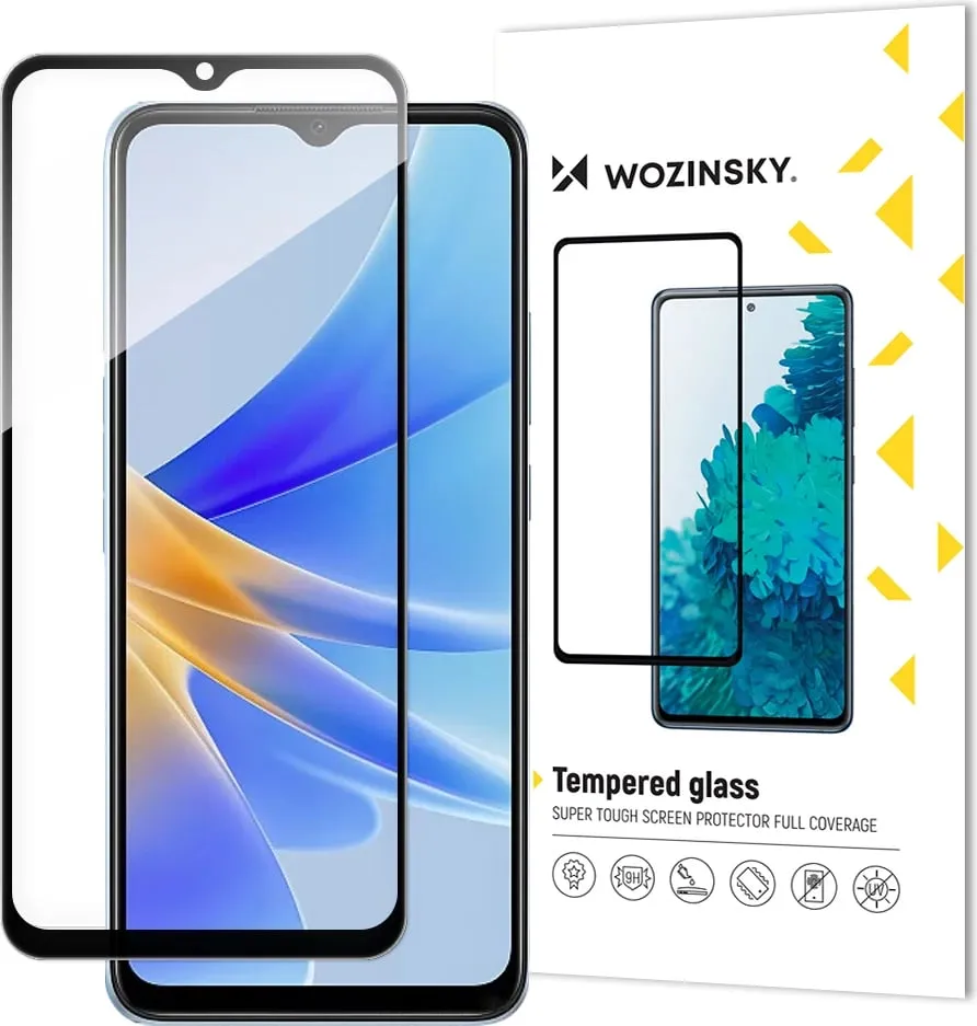 Xham mbrojtës Wozinsky Full Glue për Oppo A17, me kornizë të zezë - 1