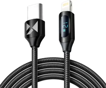 Kabllo Wozinsky WUCLC2 USB-C në Lightning, 2m, 36W, me ekran LED, e zezë