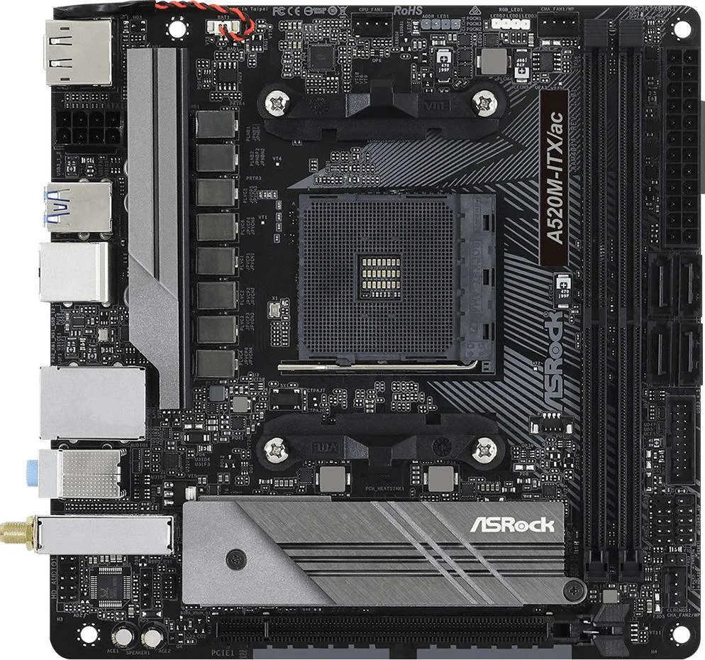 Pllakë amë ASRock A520M-ITX/AC, AMD A520, Socket AM4, 2 slota, Bluetooth / Wi-Fi 5, Mini ITX - 2
