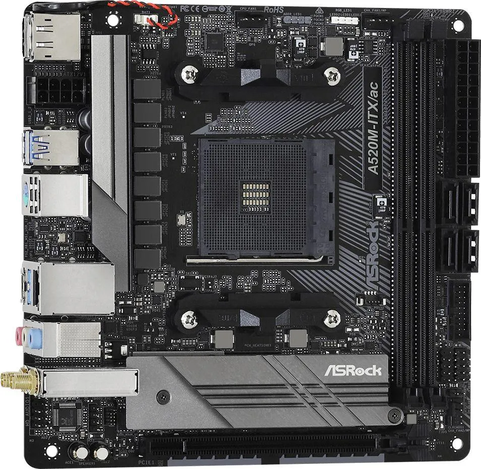 Pllakë amë ASRock A520M-ITX/AC, AMD A520, Socket AM4, 2 slota, Bluetooth / Wi-Fi 5, Mini ITX - 4