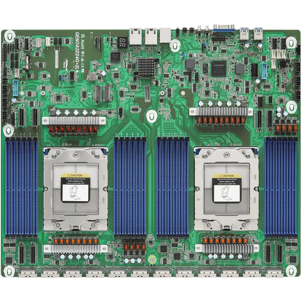 Pllakë amë Asrock GENOA2D24G-2L+, AMD SoC, Socket SP5, Gri - 1