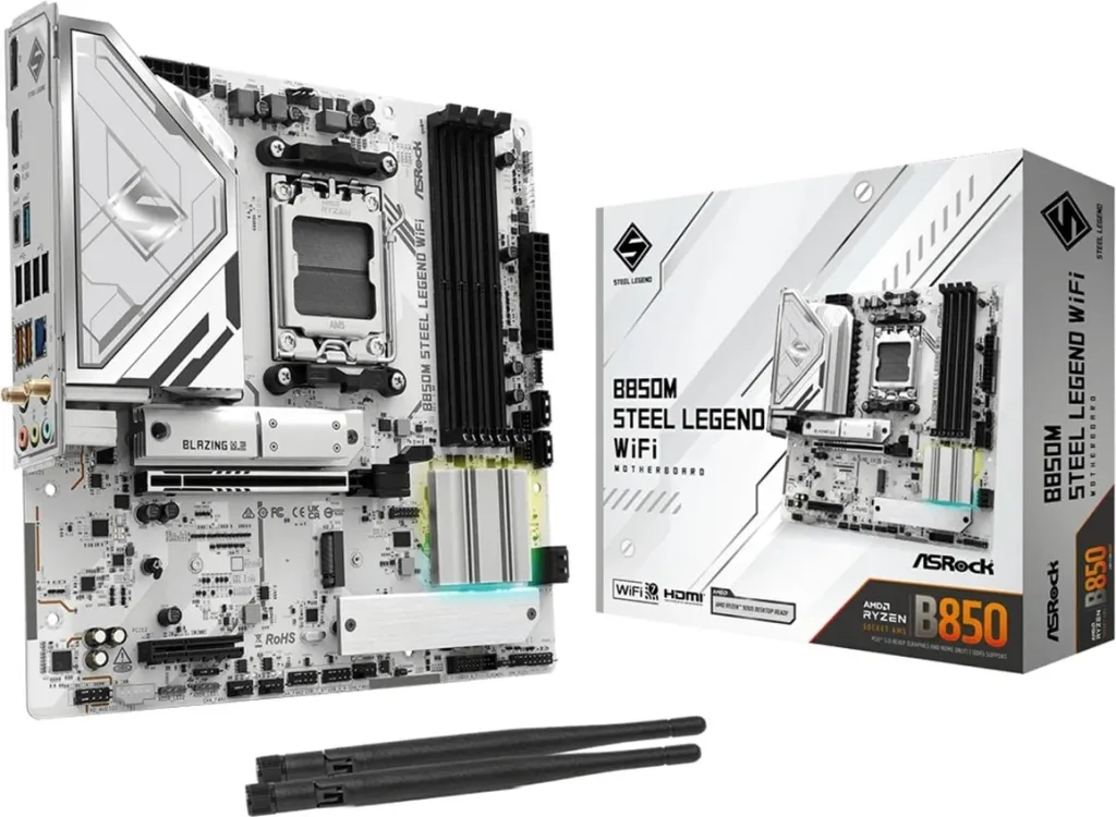 Pllakë amë Asrock B850M Steel Legend WiFi, Socket AM5, micro ATX, Bardhë - 2