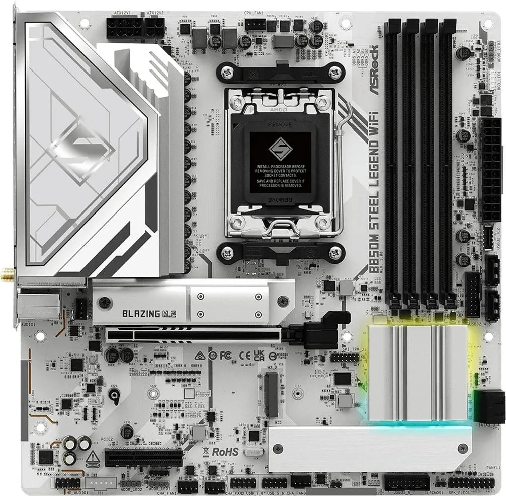 Pllakë amë Asrock B850M Steel Legend WiFi, Socket AM5, micro ATX, Bardhë - 5
