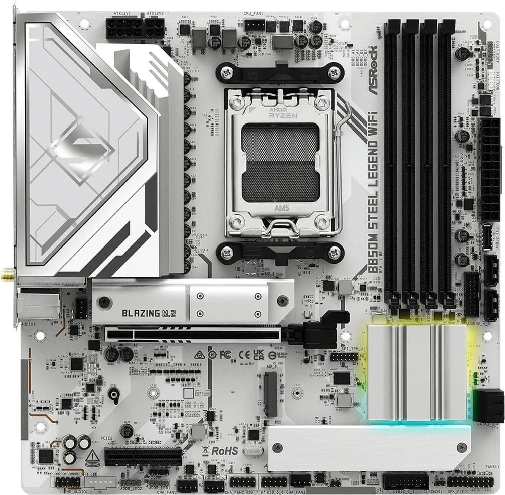 Pllakë amë Asrock B850M Steel Legend WiFi, Socket AM5, micro ATX, Bardhë - 7
