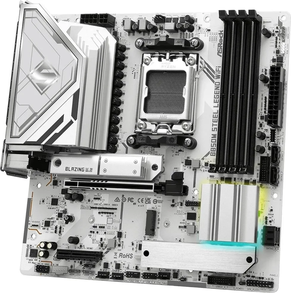Pllakë amë Asrock B850M Steel Legend WiFi, Socket AM5, micro ATX, Bardhë - 10