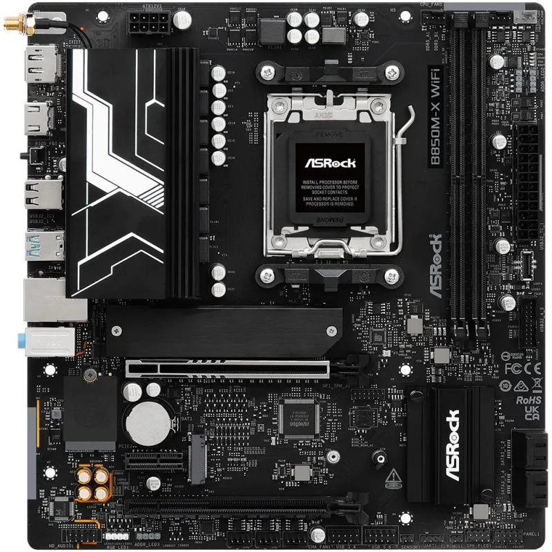 Pllakë amë ASRock B850M-X WiFi R2.0, Socket AM5, DDR5, e zezë - 1