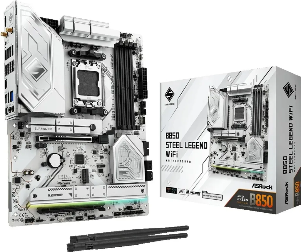 Pllakë amë Asrock B850 Steel Legend WiFi, Socket AM5, ATX, Bardhë - 1