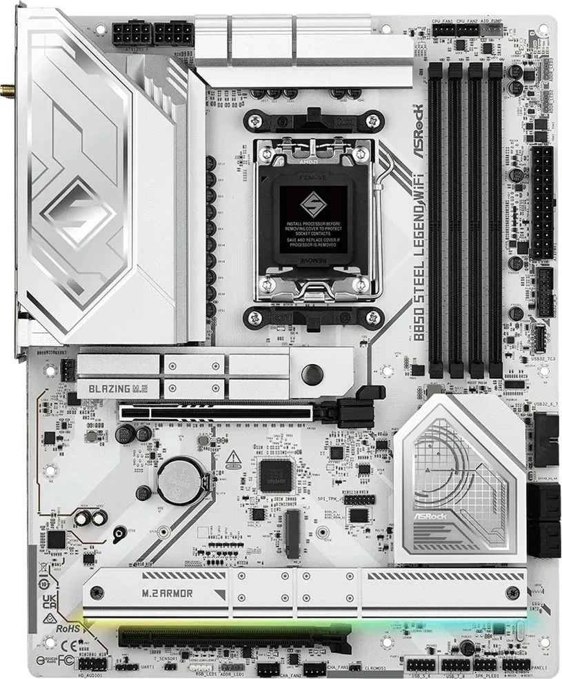 Pllakë amë Asrock B850 Steel Legend WiFi, Socket AM5, ATX, Bardhë - 2