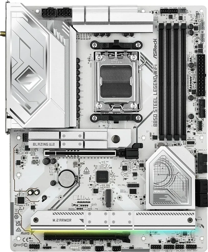Pllakë amë Asrock B850 Steel Legend WiFi, Socket AM5, ATX, Bardhë - 3