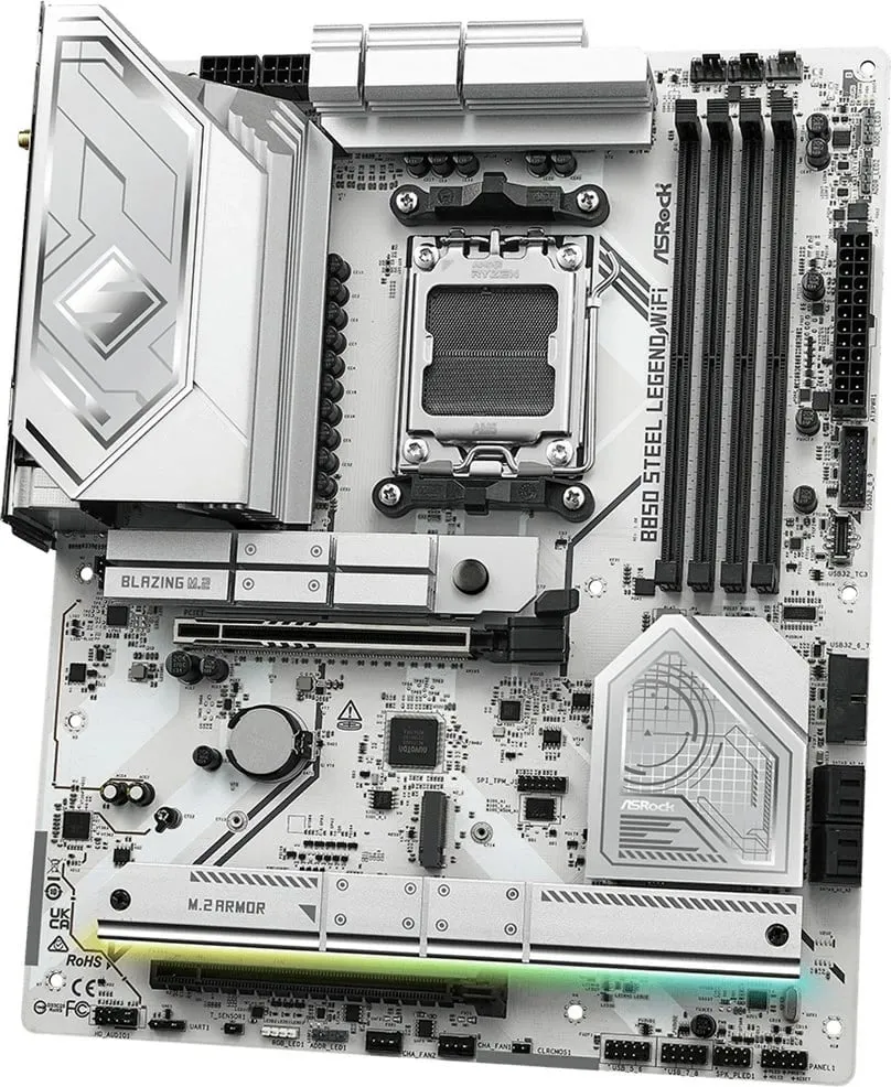 Pllakë amë Asrock B850 Steel Legend WiFi, Socket AM5, ATX, Bardhë - 5