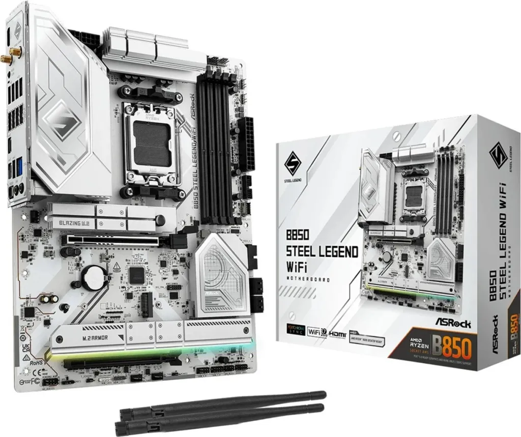 Pllakë amë Asrock B850 Steel Legend WiFi, Socket AM5, ATX, Bardhë - 7