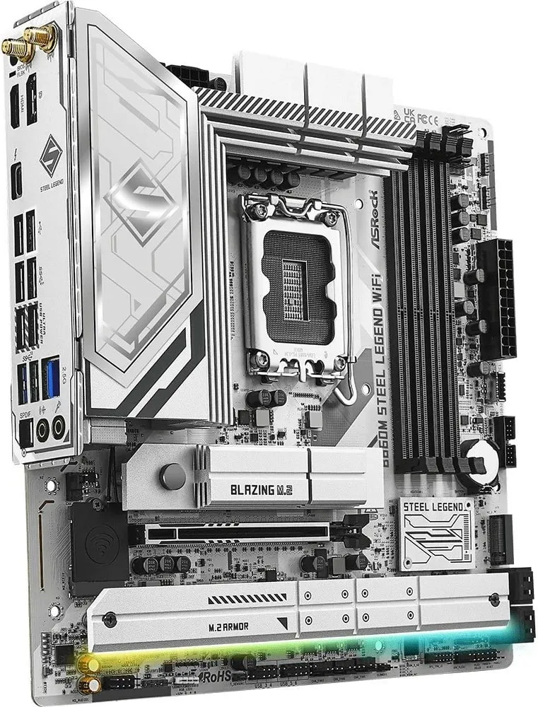 Pllakë amë ASRock B860M Steel Legend WiFi, micro ATX, Socket 1851, e bardhë - 4
