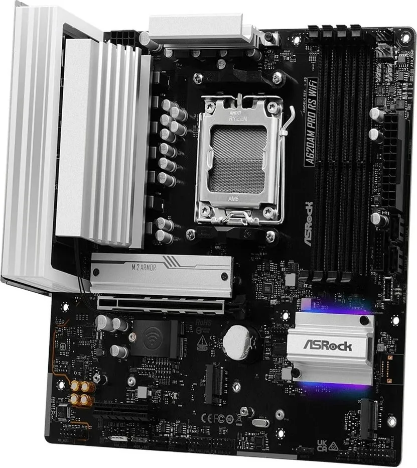 Pllakë amë ASRock A620AM Pro A WiFi, Socket AM5, DDR5, Micro ATX, e zezë - 4