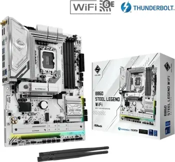Pllakë amë Asrock B860 Steel Legend WiFi, ATX, Bardhë