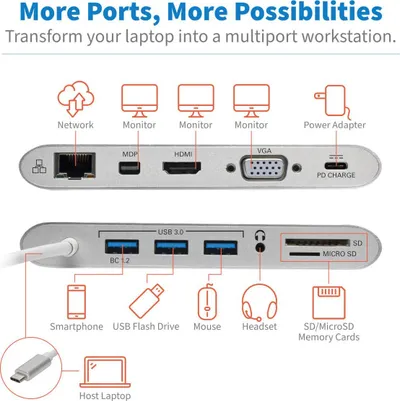 Docking station Eaton Tripp Lite U442-DOCK1, USB C, Gigabit Ethernet, argjendi - 4