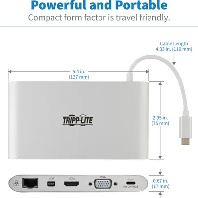 Docking station Eaton Tripp Lite U442-DOCK1, USB C, Gigabit Ethernet, argjendi - 5