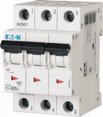 Ndërprerës automatik Eaton PL6 C25 3P, 25A, 6kA, trefazor