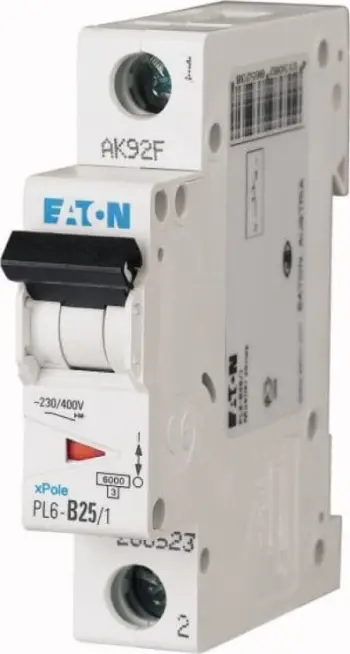 Çelës mbrojtës Eaton PL6 C25/1, 1P, 25A 6kA AC, i bardhë