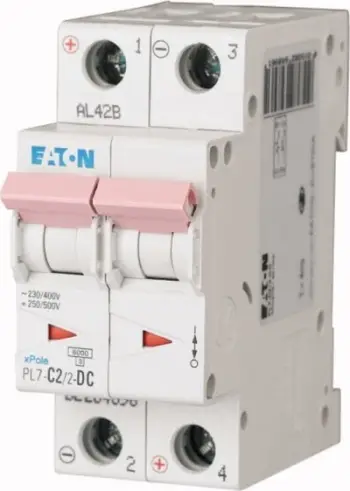 Ndërprerës miniatur elektrik Eaton PL7 C2/2 DC, 2P, 2A, 10kA