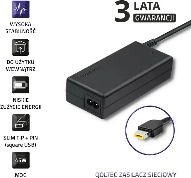 Përshtatës energjie për laptop Qoltec, 45W, 2.2A, 20V - 2
