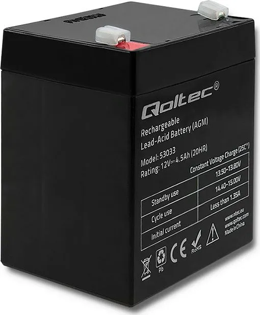 Bateri Qoltec, 12V, 4.5Ah - 1