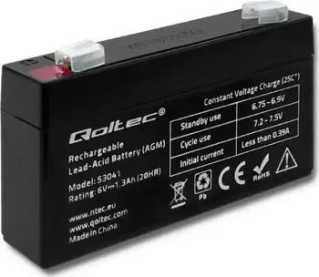 Bateri AGM Qoltec 6V, 1.3Ah, 0.39A