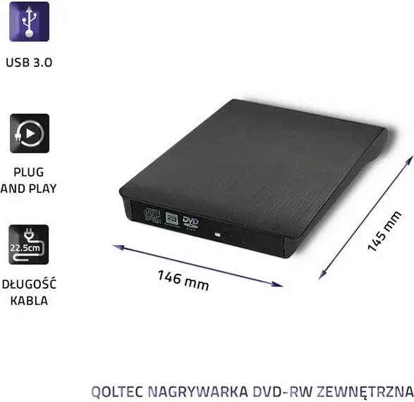 Disk optik DVD-RW Qoltec, USB 3.0, i zi - 5