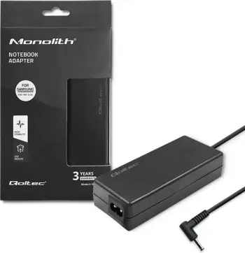 Adapter karikues për laptop Qoltec për Samsung, 65W, 19V 3.42A, lidhës 3.0×1.0 mm, i zi