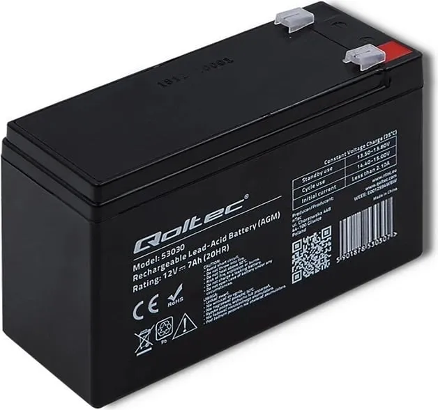 Bateri Qoltec 53030 AMG, 12V, e zezë - 2